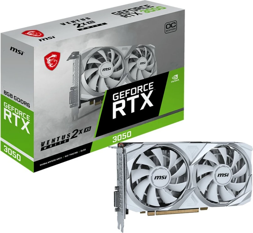 Grafična kartica MSI GeForce RTX 3050 8GB Ventus 2X XS OC, bela