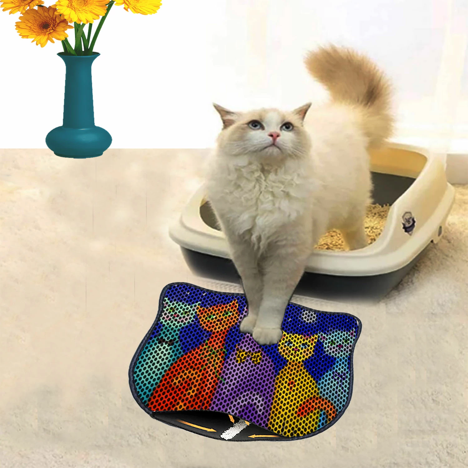 Preproga za mačji pesek, večbarvna, Paws & Whiskers, Kdkafa0121, 40x50cm