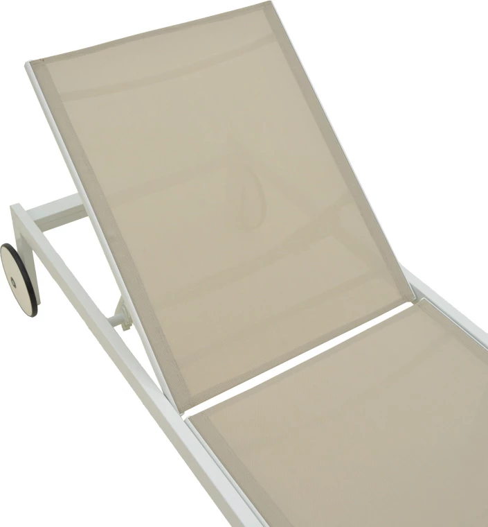 Ležalnik, aluminij bel, tekstilena bež, Mailo, 71x206x30 cm