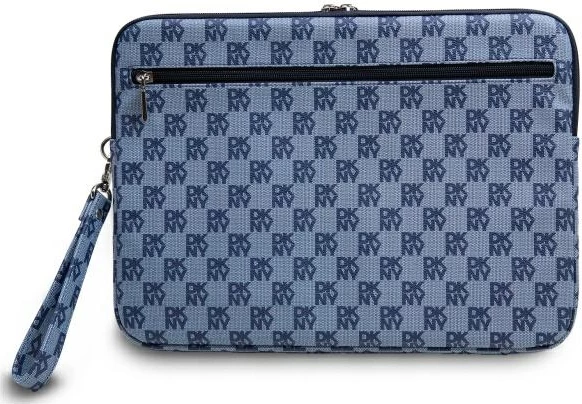 Etui za prenosnik, DKNY Sleeve 14", vzorec kvadratov, z ročajem, modra