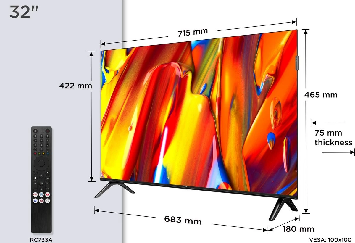 QLED 32-palčni TV, Full HD, Smart, TCL 32V5C, črn