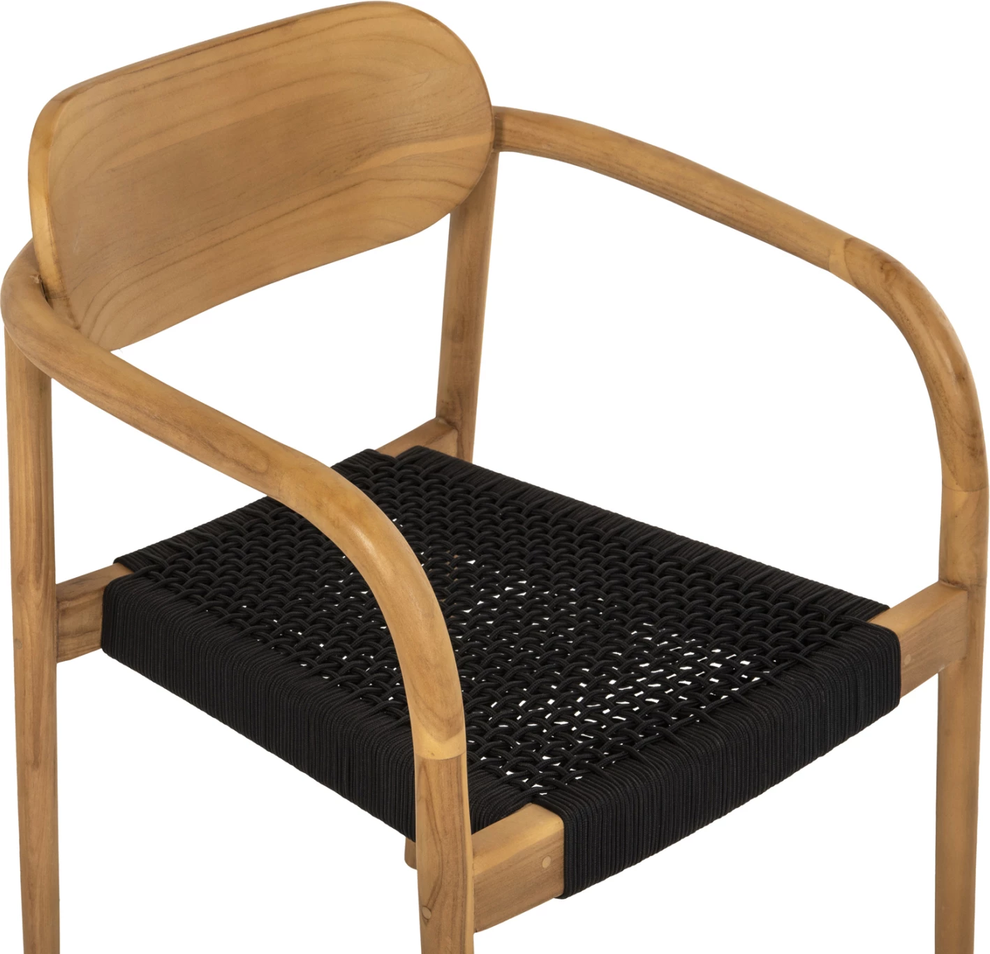 Fotelj OSLO iz tikovine v naravni barvi in črni vrvi 55x54x80Hcm