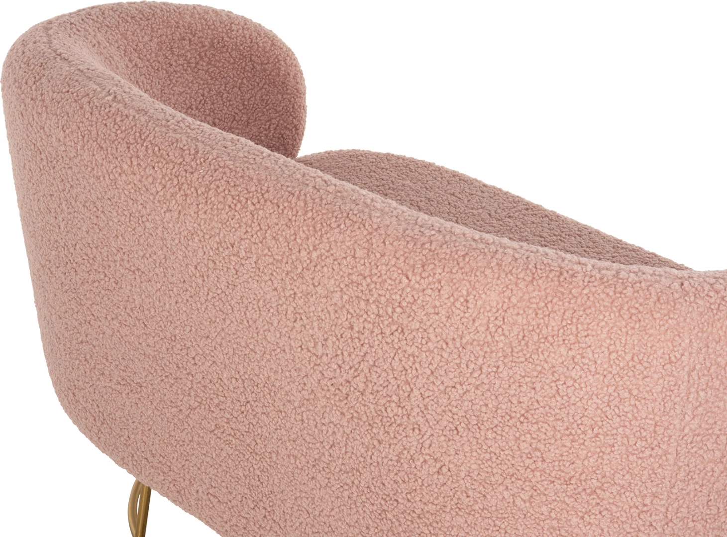 Dvosedna sedežna garnitura ARIEN FH8492.22 v barvi prašno roza boucle tkanina in z zlato kovinsko osnovo 130x75x85Hcm