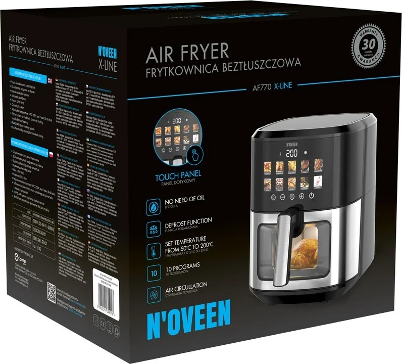 Zračno cvrtnik N'OVEEN AF770 X-LINE, črno, srebrno