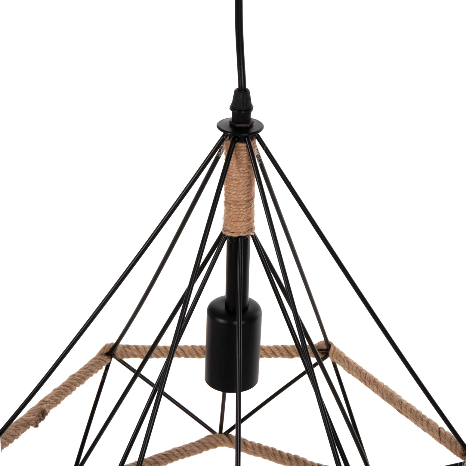 Stropna viseča svetilka FH4062 črna kovina-vrv 33x37x128Hcm