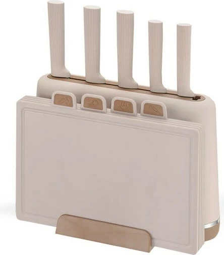 Komplet kuhinjskih nožev z blokom in rezalnimi deskami Maestro MR-1412, bež