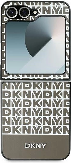 Ovitek za Samsung Galaxy Z Flip 6, DKNY Repeat Pattern Bottom Stripe, rjav