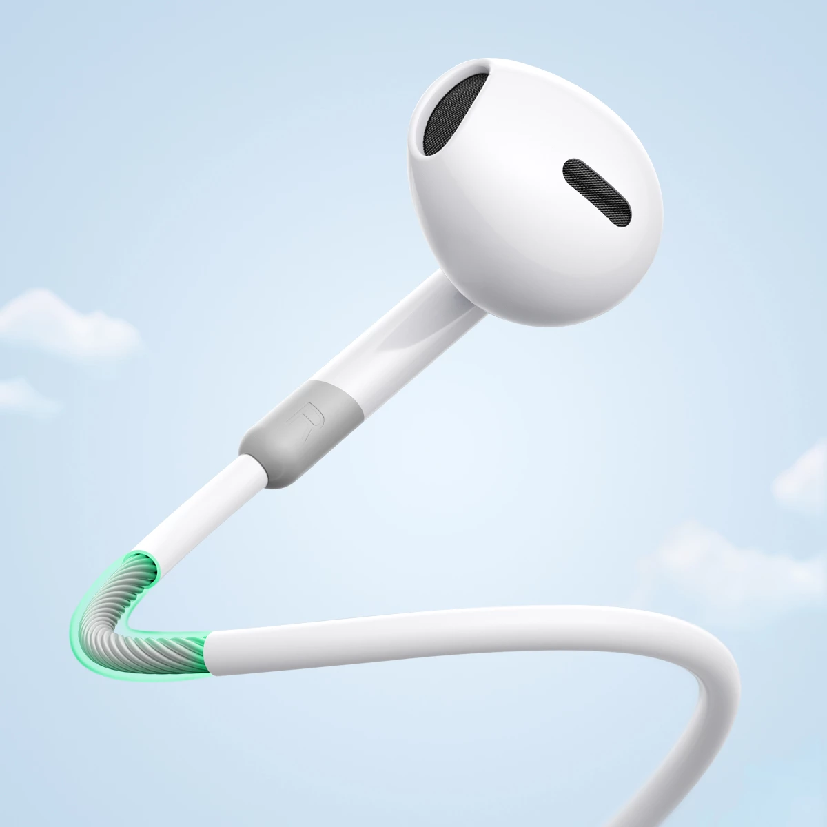 Slušalke z žico in daljinskim upravljalnikom, mini jack 3,5 mm, bele Joyroom JR-EW01