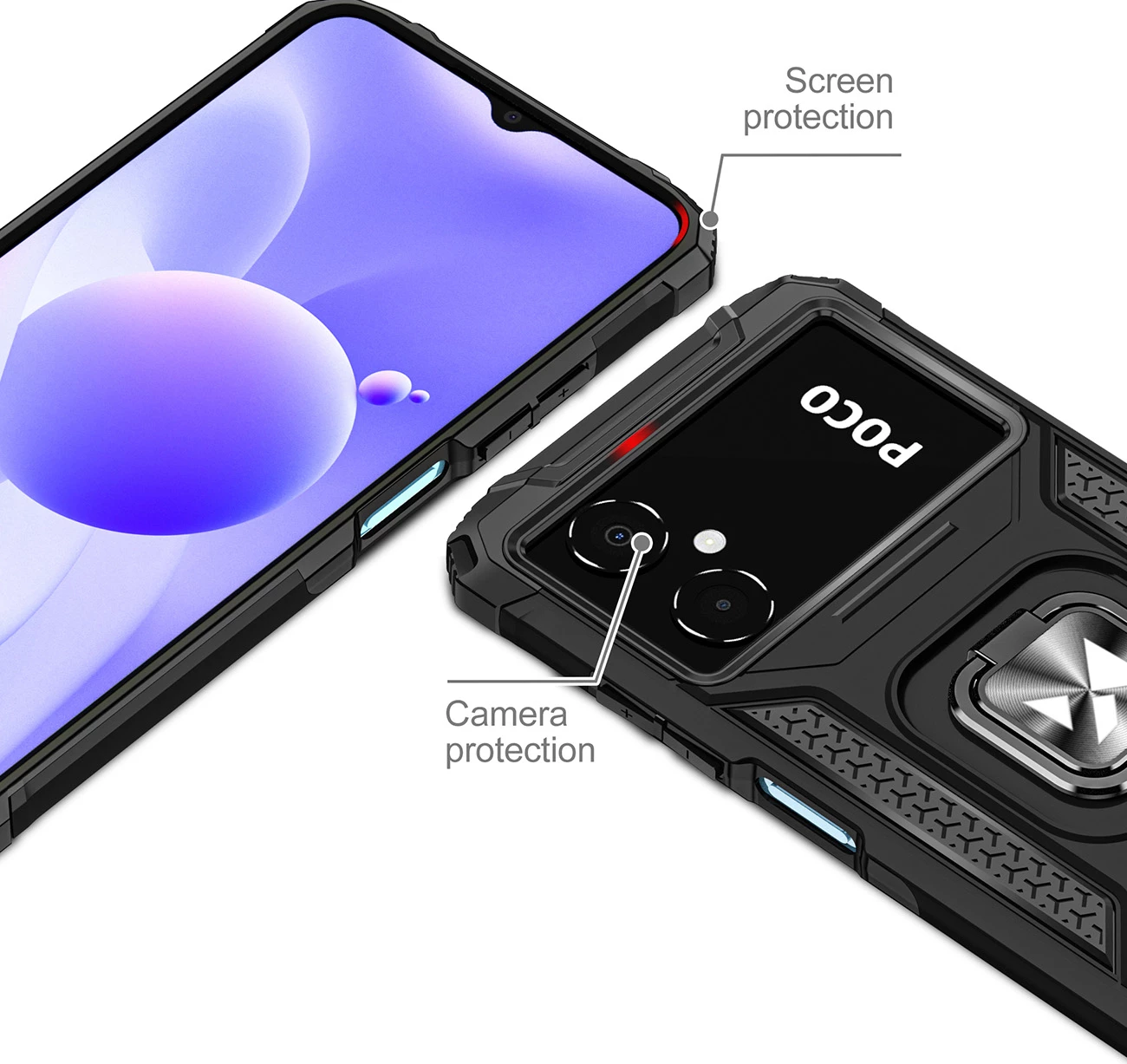 Ovitek z obročkom in stojalom Ring Armor za Samsung Galaxy A03, Wozinsky, črn