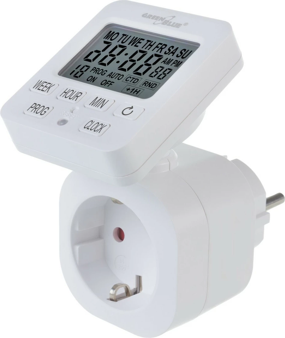 Digitalni časovni programator GreenBlue GB605E, 16A, bel