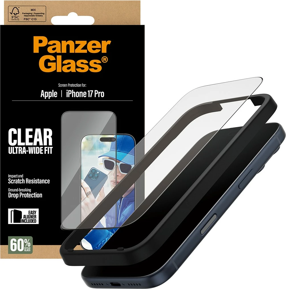 Zaščitno steklo PanzerGlass za iPhone 17 Pro, UWF
