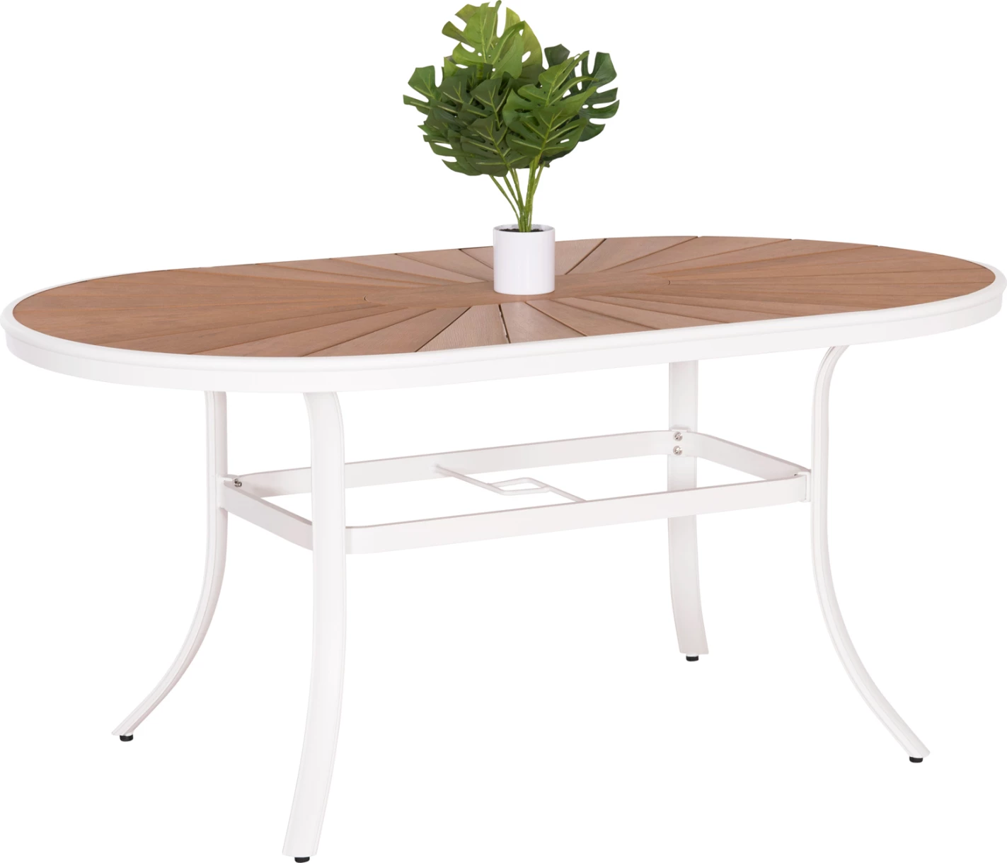 Zunanja ovalna miza iz aluminija z polywood površino 160x90x73.5 cm, TELAMO FH6288.02, bela