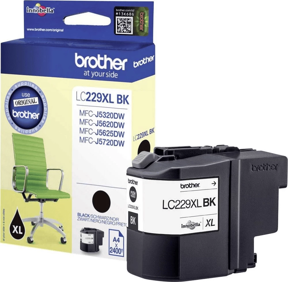 Kartuša s črnilom XL Brother LC229XLBK, 48,2 ml, 2.400 strani, črna