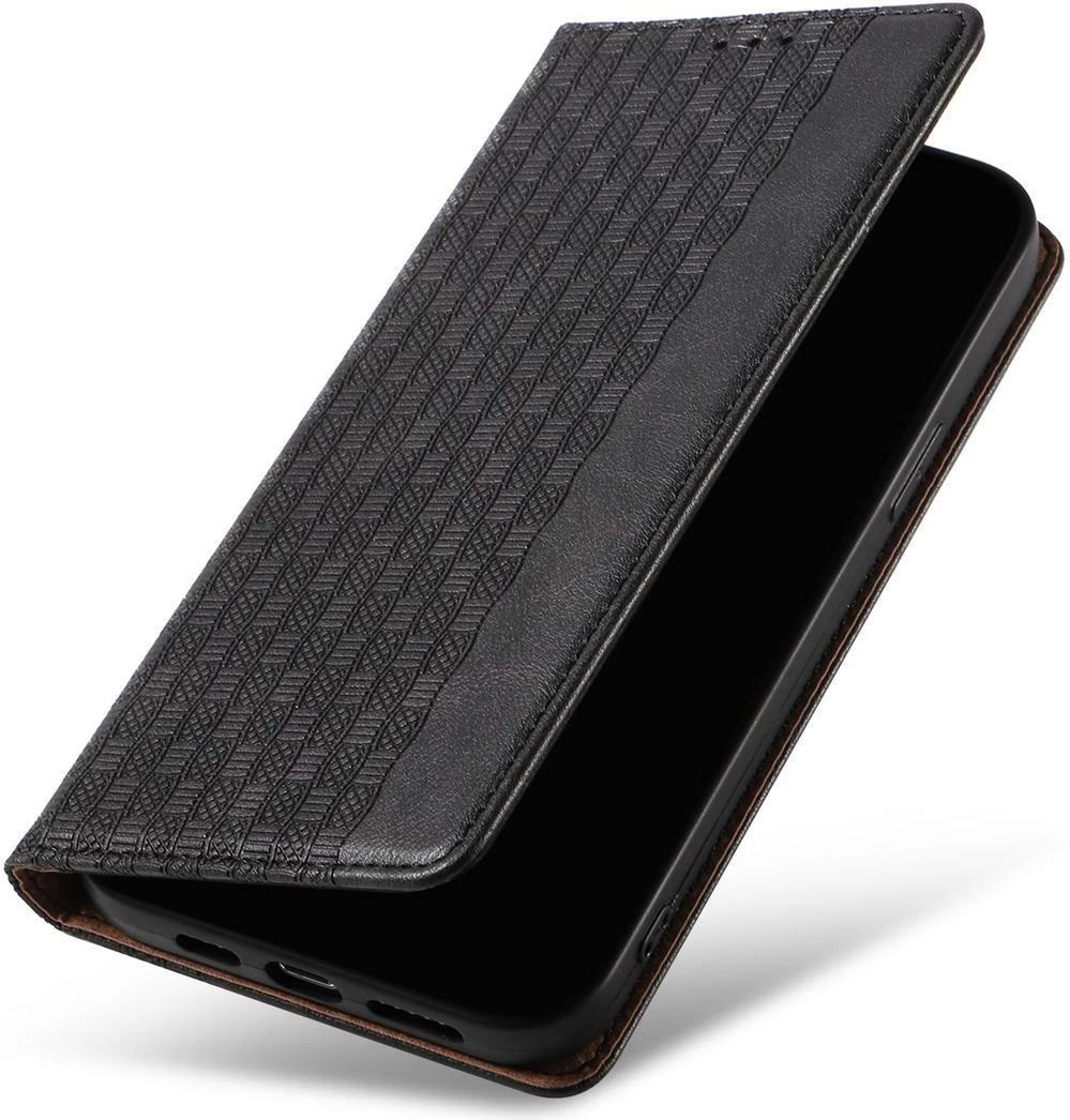 Ovitek za telefon z magnetnim zapiranjem, denarnico in paščkom za zapestje, za iPhone 12 Pro, Hurtel, črn