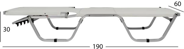 Profesionalno ležalnik iz aluminija FH5071.03 bel 195x53-60x30 cm