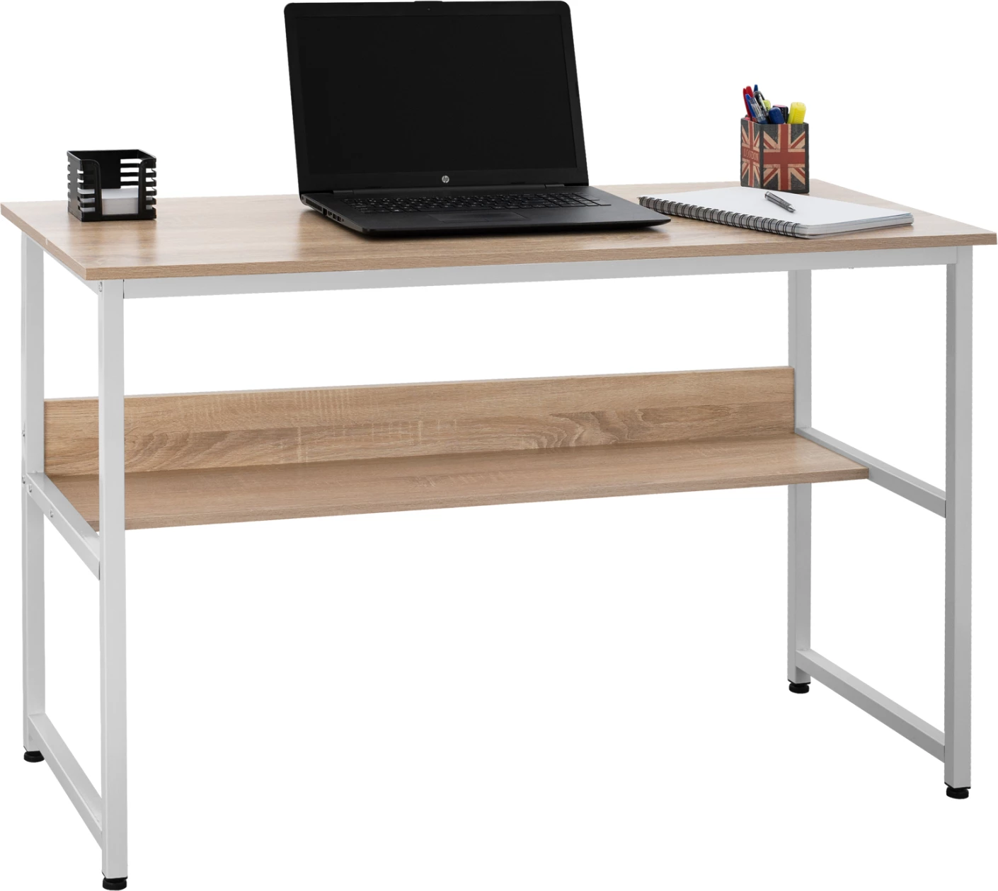 Pisarnaška miza FH2131.01 iz melamina v sonama z belo mat kovinsko ogrodje 120x50x75 cm