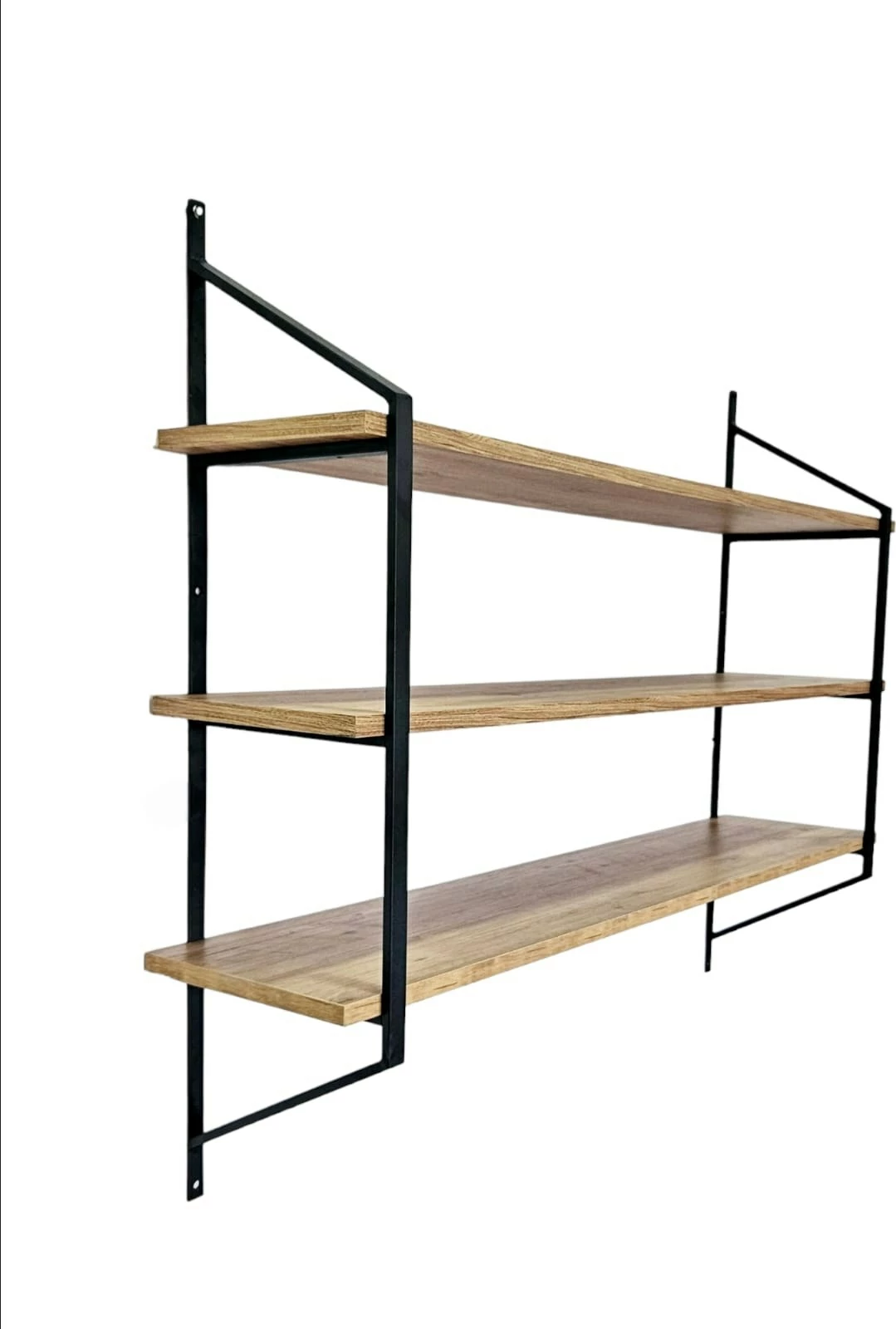 Stenski regal Raffy2, črn in Atlantic Pine - Hanah Home