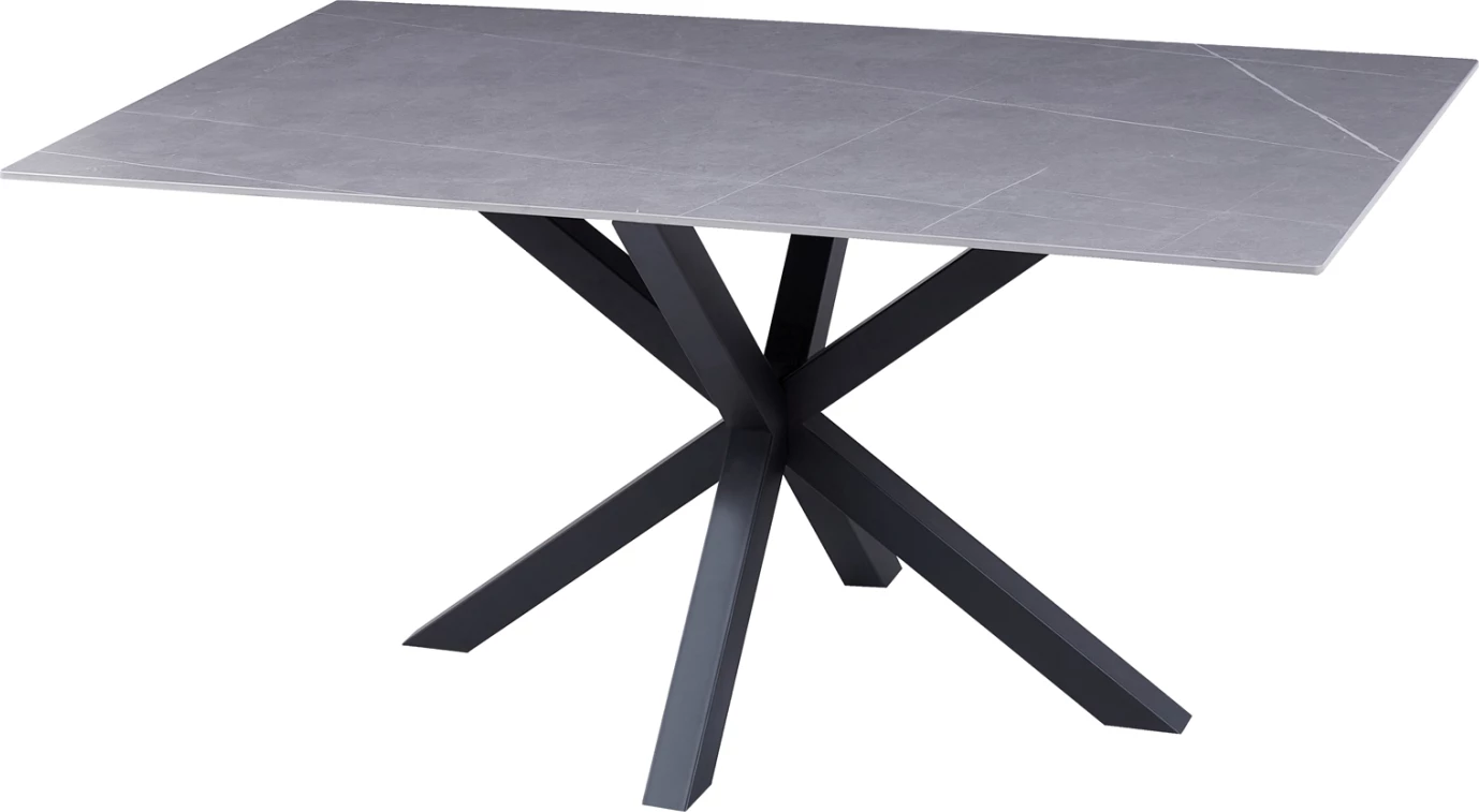 Klubska miza FH9470.05 s sivo marmorno sintrano kamnito ploščo in črno kovinsko osnovo 120x60x45,5 cm