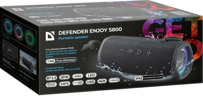 Prenosni zvočnik Bluetooth 20W, Defender Enjoy S800, črn