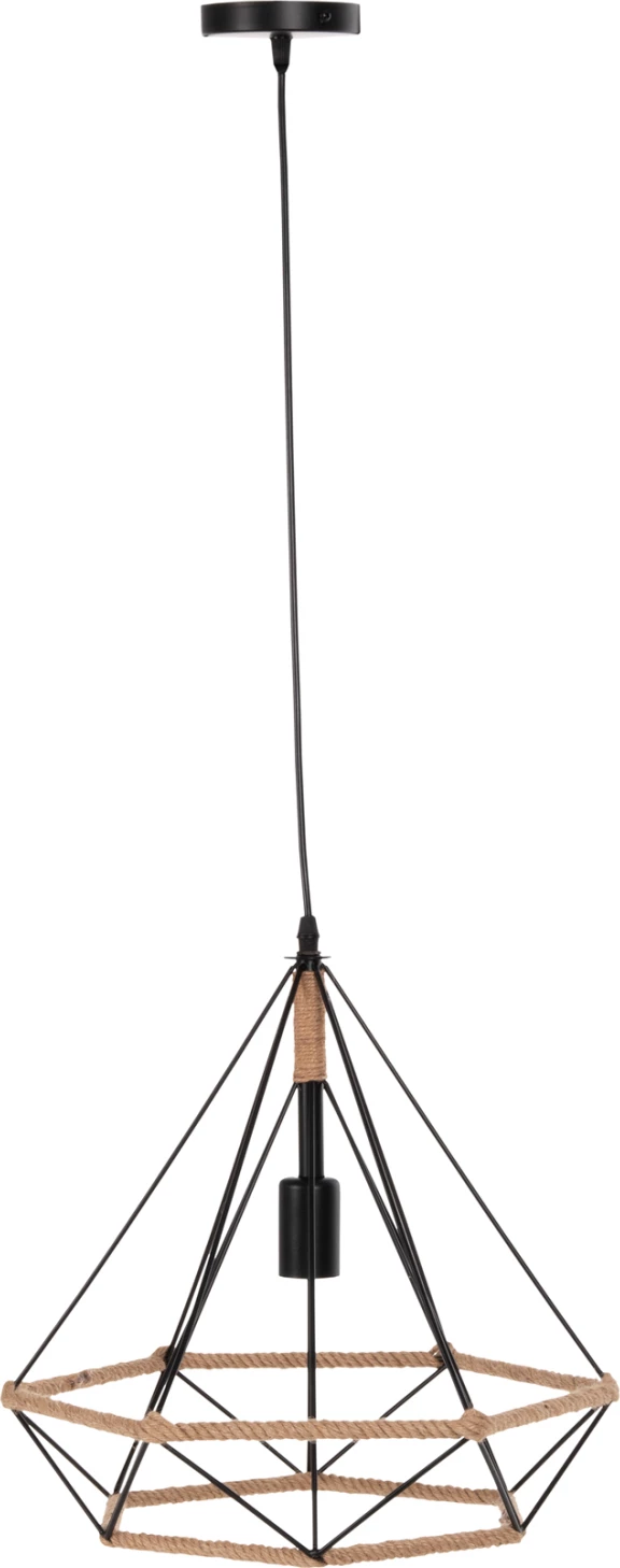 Stropna viseča svetilka FH4062 črna kovina-vrv 33x37x128Hcm