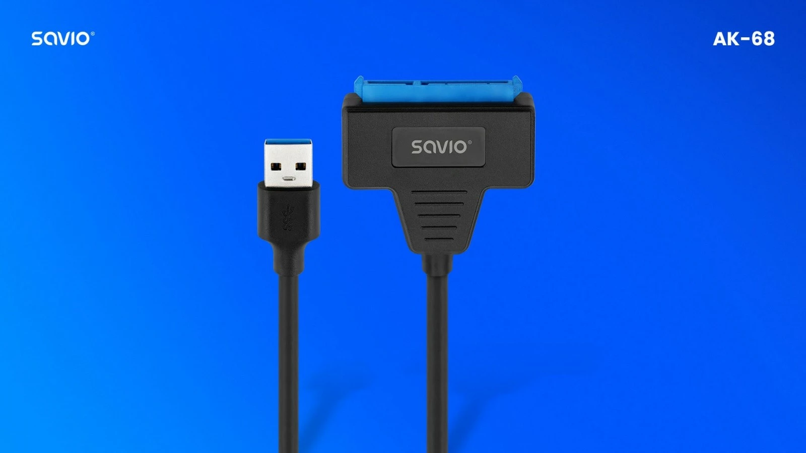 Adapter USB-A 3.1 Gen 1 na SATA za 2,5-palčne diske, Savio AK-68, črn
