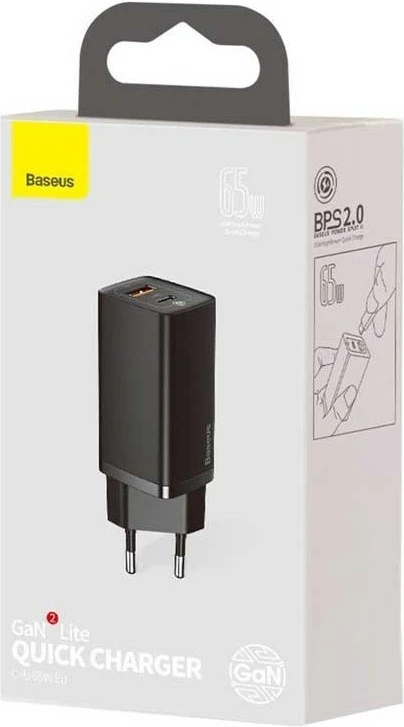 Univerzalni polnilec, 65W, 2 izhoda, črn Baseus CCGAN2L-B01