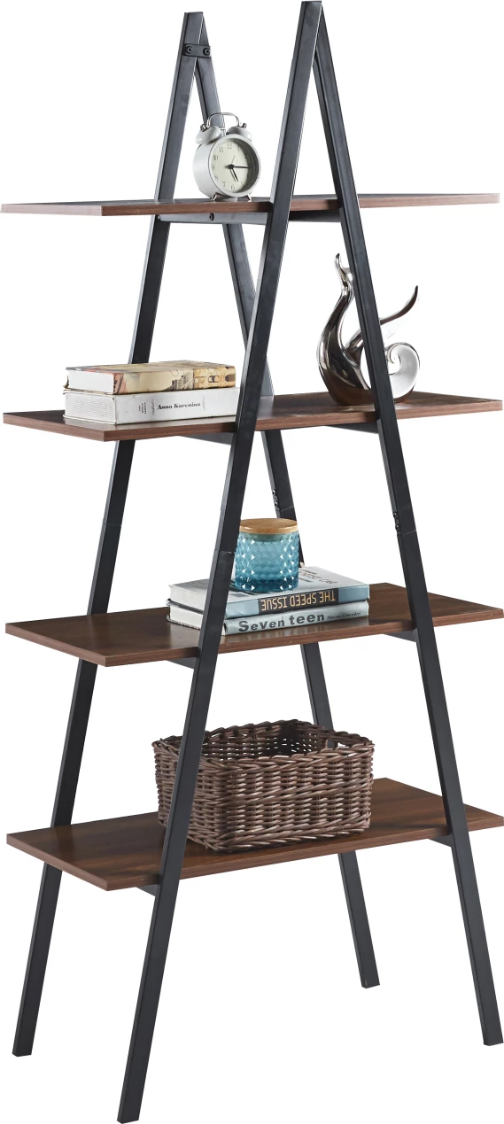 RACK STAM FH18073.04 črni kovinski okvir-melamin v orehu 71x38x164Hcm