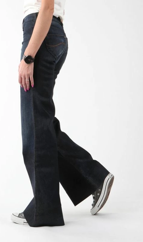 Široke ženske hlače iz jeansa Lee Ava, črne