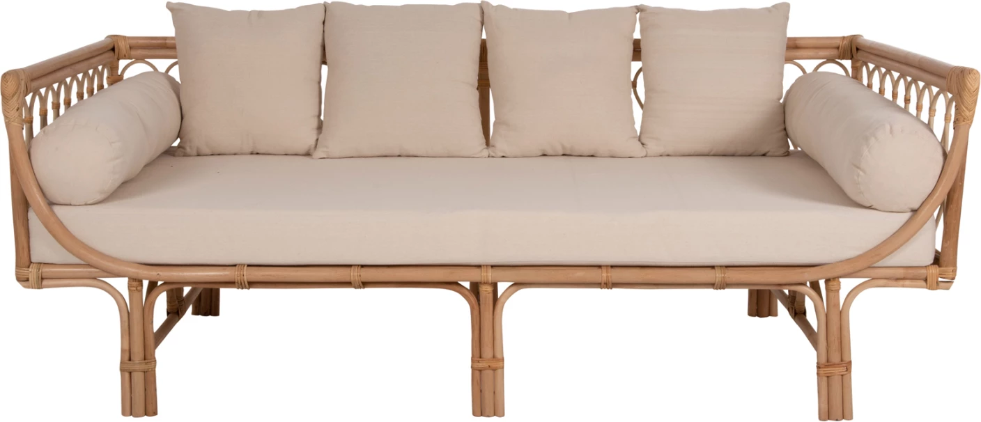 Postelja-kavč ALIKI FH9658 iz ratana v naravni-bež barvi z blazinami 200x100x86H cm