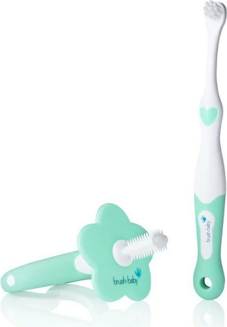 Set za nego dojenčkovih zob in grizalo My FirstBrush & Teether Set, unisex, mint, 2 kosa