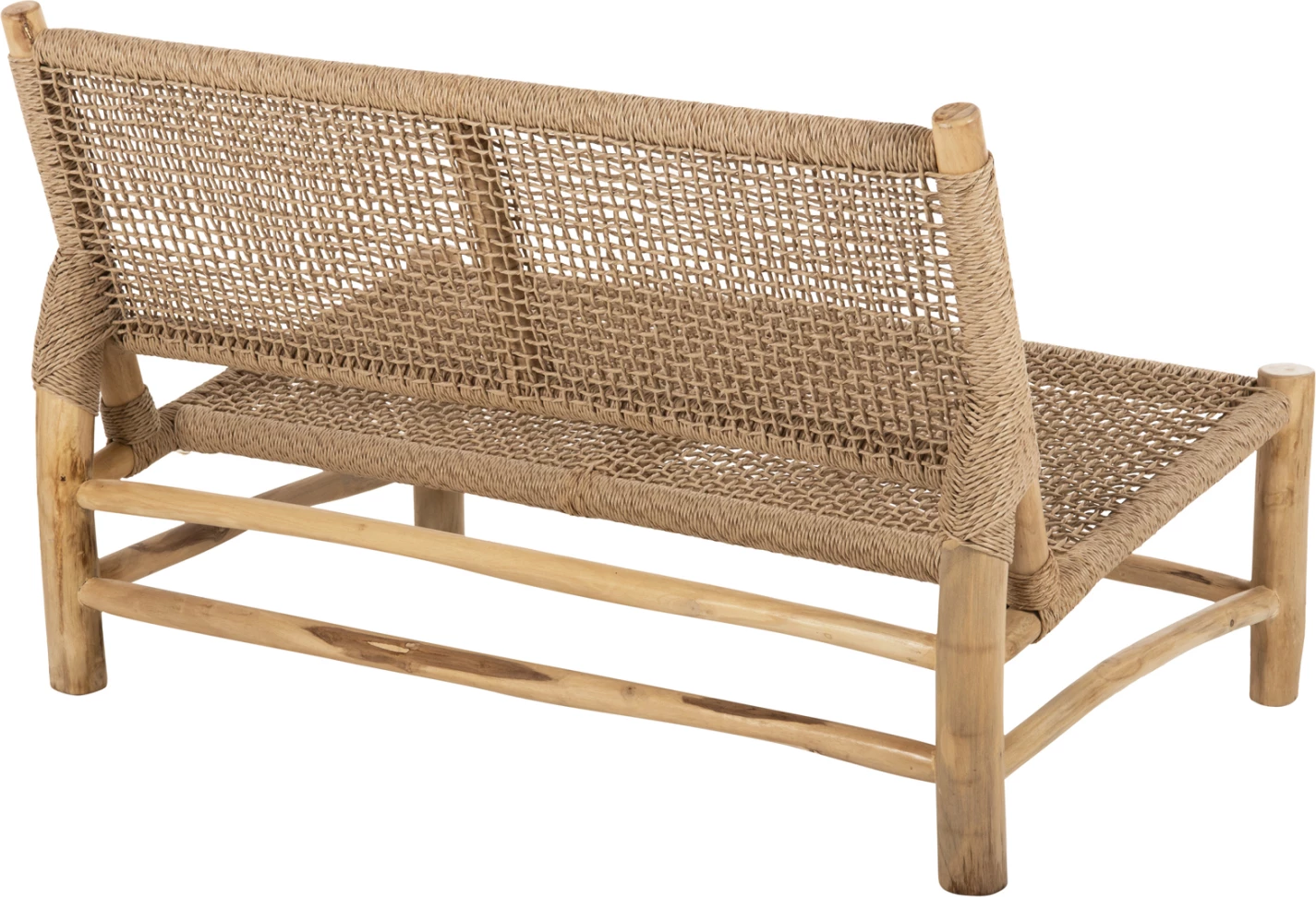 Zunanja dvosedna sedežna garnitura LONDER FH5984 iz tikovega lesa in sintetičnega pletenega ratana 120x75x78H cm