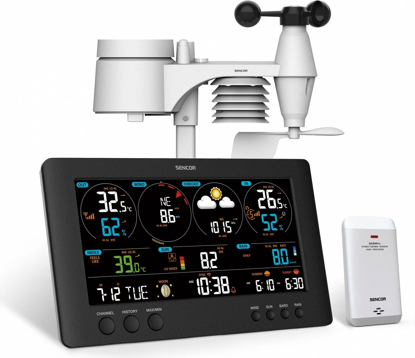 Vremenska postaja Sencor SWS 12500 z WiFi, LCD 21,4 cm, črna, večbarvna