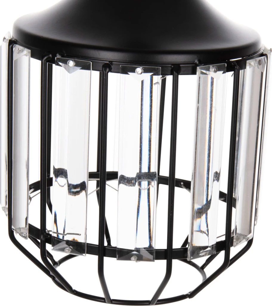 Stropna viseča svetilka FH4084 3-delni črni kovinsko-stekleni Φ14x123Hcm