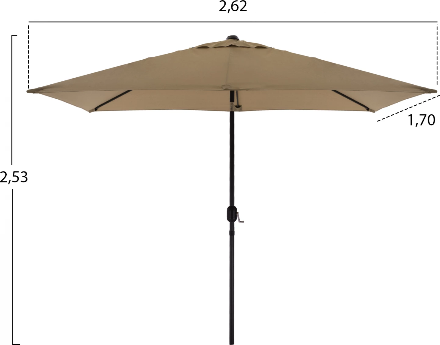 Aluminijasti dežnik FH6029.02 pravokoten taupe 262x170x253 cm