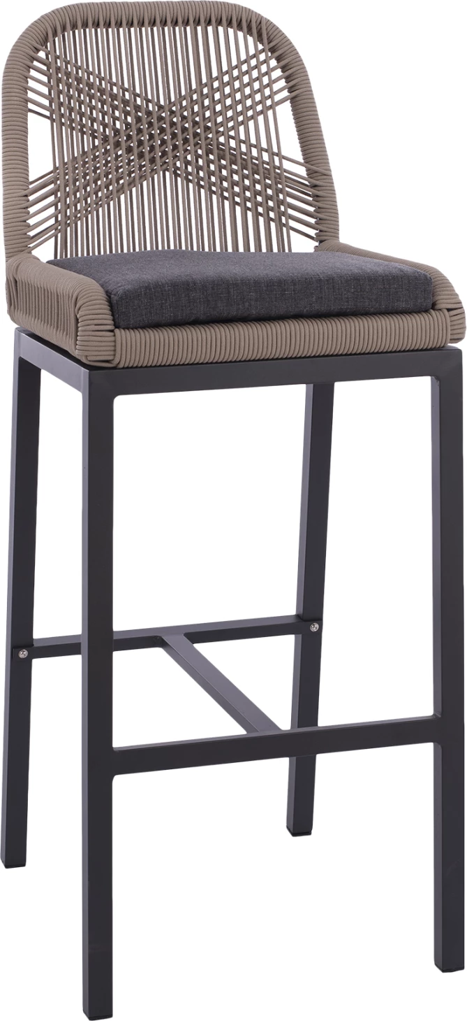 Barski stol aluminij sivo in vrv bež 46x53x100Hcm.FH5791.11
