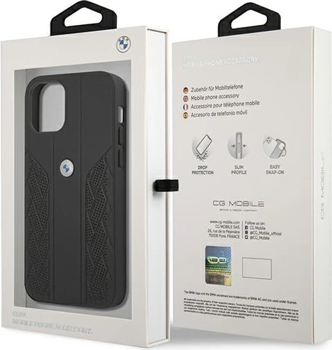 Zaščitni ovitek BMW Curve Perforate za iPhone 12 mini, 5,4", črn