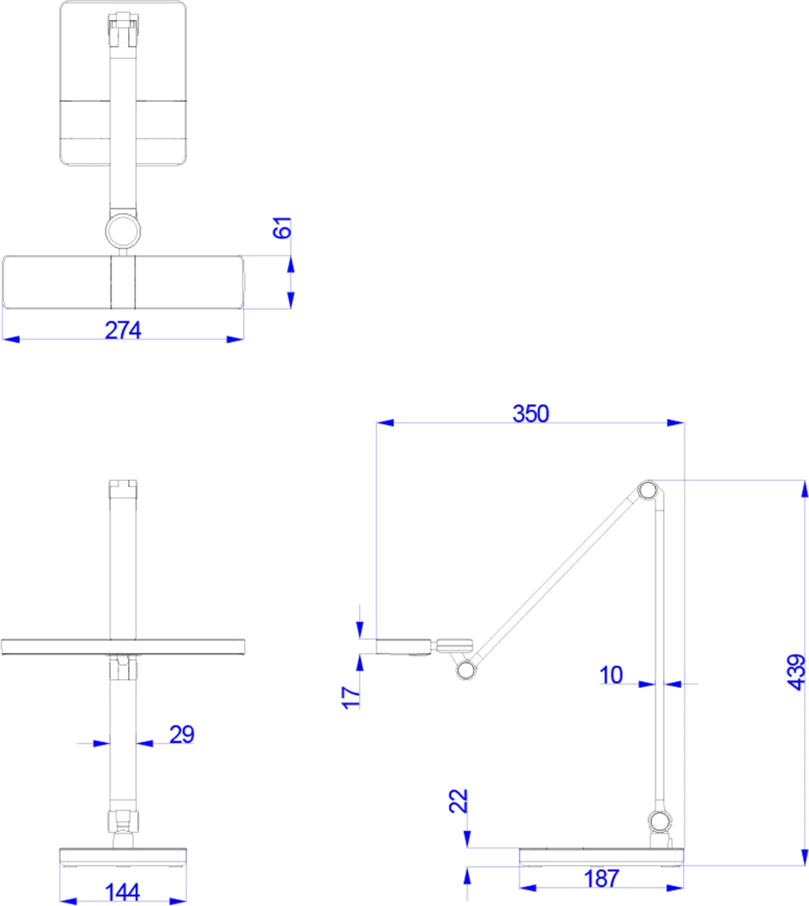 Profesionalna namizna svetilka LED BLAIN PRO FH4461.08 brušeno srebro ABS 35x43,9H cm