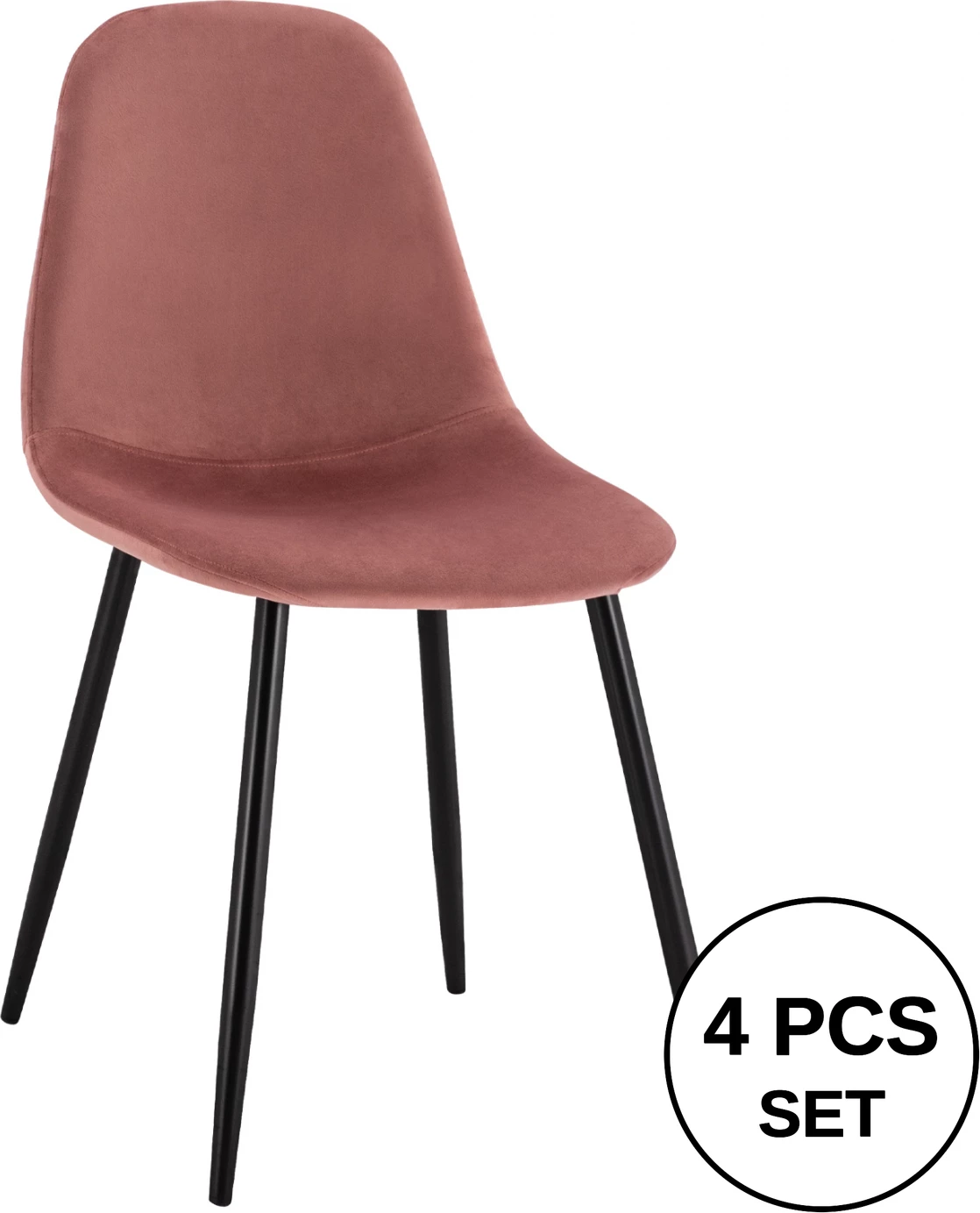 Jedilni stol Leonardo v barvi gnilega jabolka iz žameta z kovinskimi nogami FH00100.02 45x53x85 cm, set 4 kosov