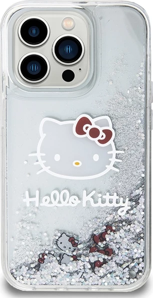 Ovitek z tekočimi bleščicami za iPhone 14 Pro, Hello Kitty, srebrn