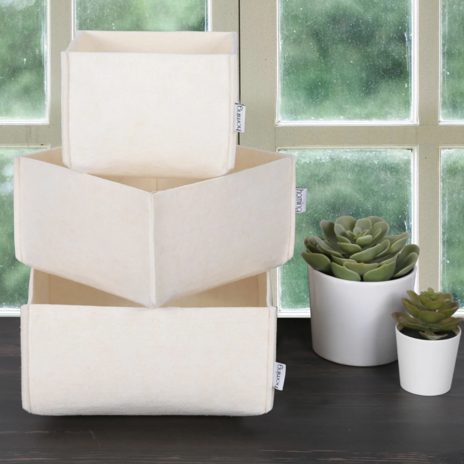 Set namiznih organizatorjev iz filca, krem, 3 kosi, Aberto Design HMY-6268