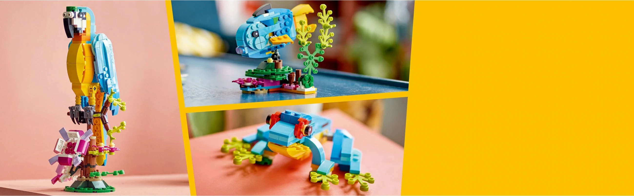 Set gradnje 3-v-1 ekzotični papagaj, LEGO Creator, 253 delov, večbarven