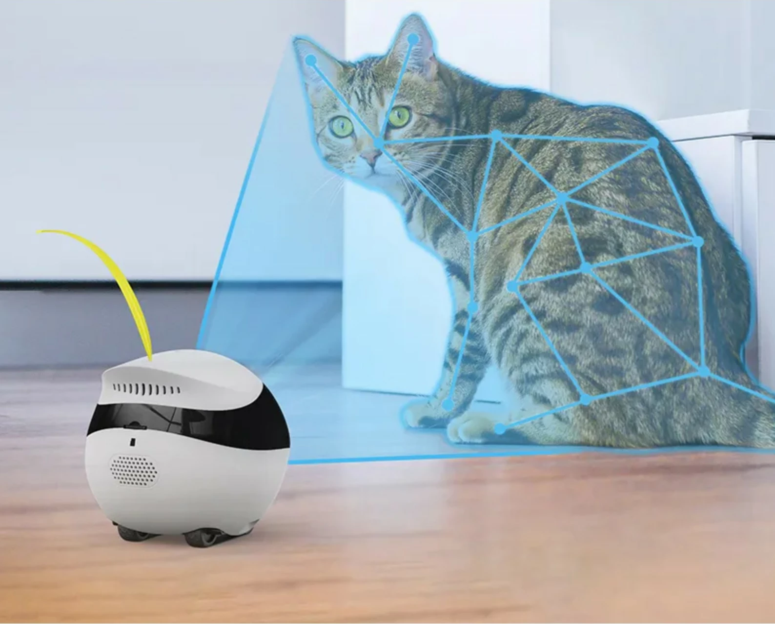 Robot za hišne ljubljenčke Enabot EBO Air, kamera 1080p, sledenje z AI, LiDAR, upravljanje z aplikacijo, bel