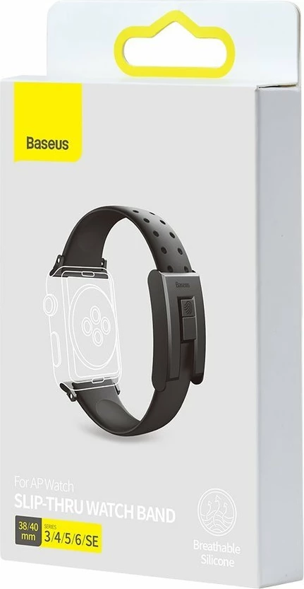 Zapestni trak za Apple Watch Series 3/4/5/6/SE 38mm/40mm, Baseus, črn