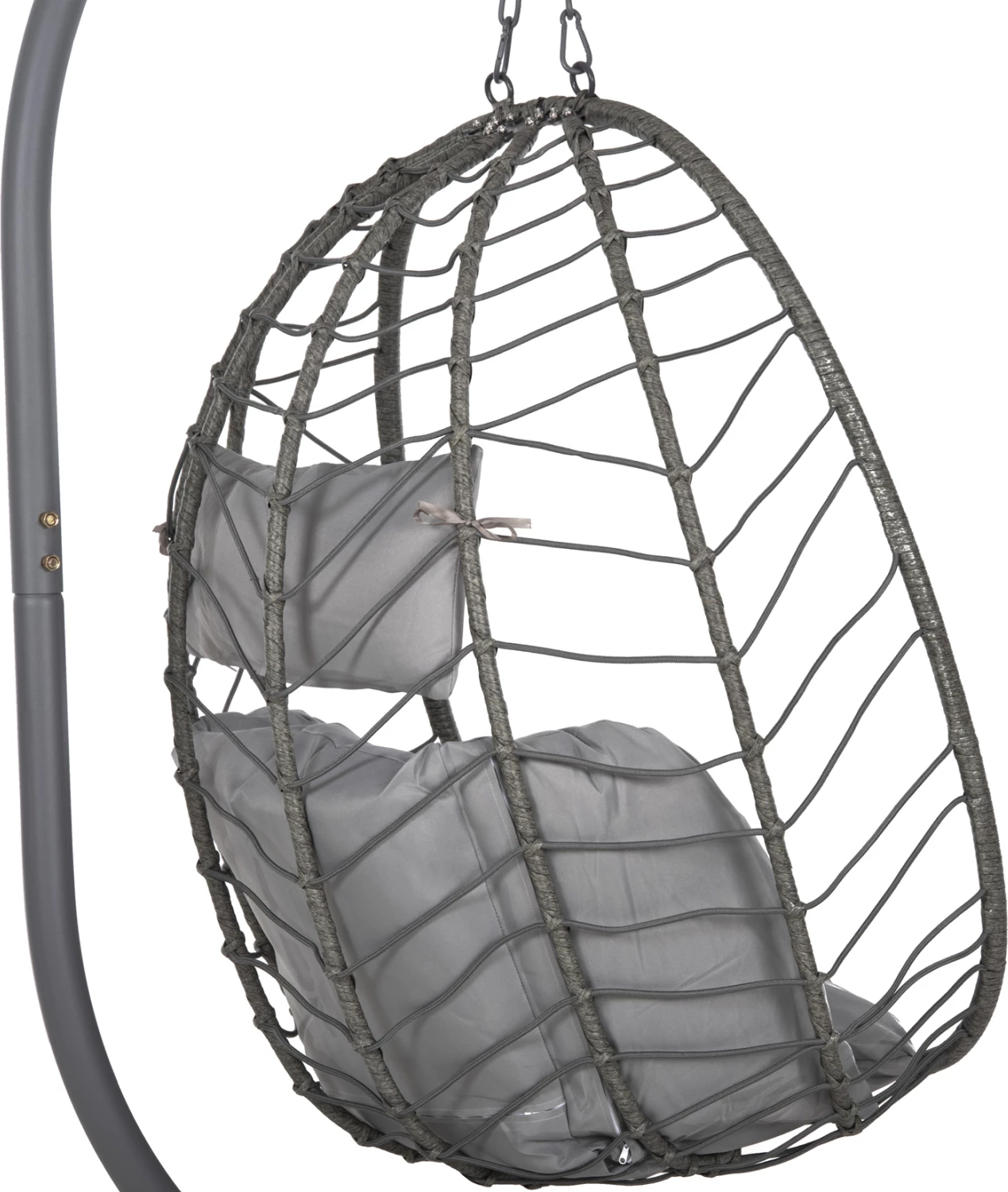 Viseče gnezdo MILLIE FH5997.10 kovinska osnova-sintetični ratan in blazine v sivi barvi 90x75x190Hcm