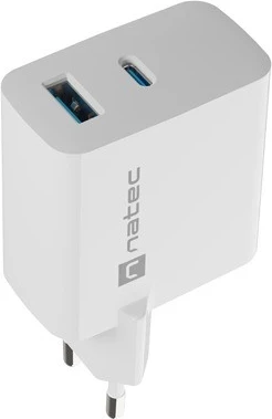 Polnilec GaN 45W z USB-A in USB-C, Natec Ribera, bel