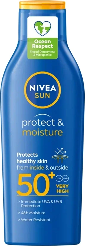 Krema za sončenje za ženske Nivea Sun Protect & Moisture SPF50+, 200 ml