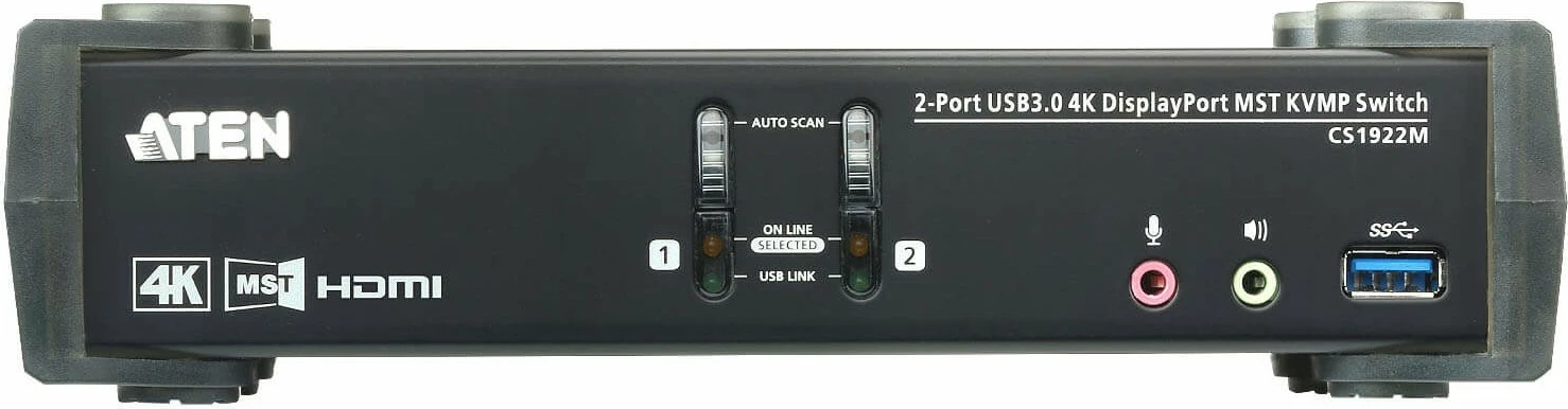 KVM preklopnik ATEN CS1922M, 2 vrata, USB 3.0, 4K, DisplayPort, HDMI, črn