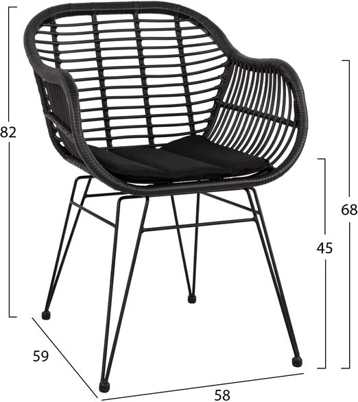 Vrtni komplet miza in stoli, 5-delni, bež/črn Allegra Wicker FH10508