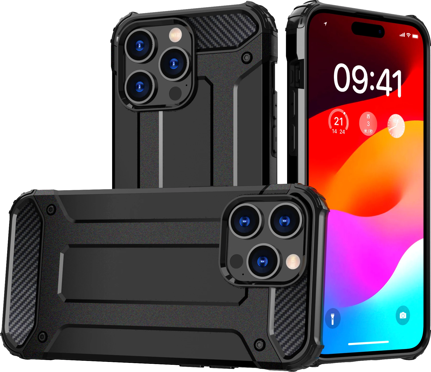 Hibridni ovitek za telefon Hurtel Hybrid Armor za iPhone 15 Pro, črn