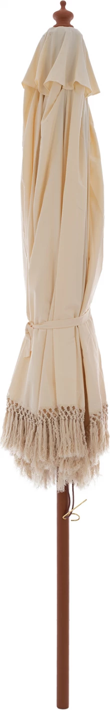 Luksuzni senčnik z resicami Wagner FH5776.01, bež, lesen drog, Φ3X2.50Hm